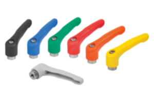 Clamping levers, plastic with internal thread, threaded insert, stainless steel, inch