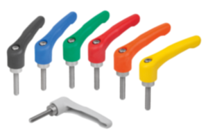 Clamping levers, plastic with external thread, threaded insert stainless steel, inch