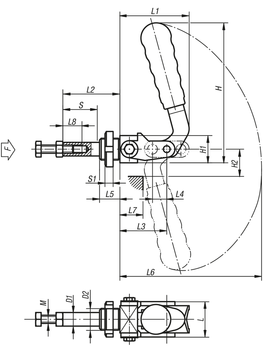 Norelem Toggle Clamps With Push Rod Push Pull Operation For Bracket